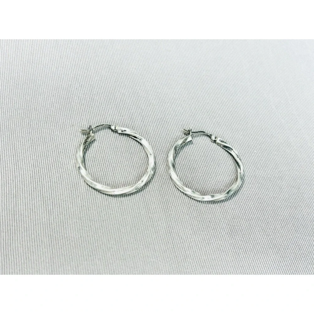 Sterling Silver Large Twisted Hoop‎ Earrings .925 Jewelry